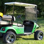 Green Golf Cart - Flames