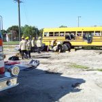 Firefight training with a school bus
